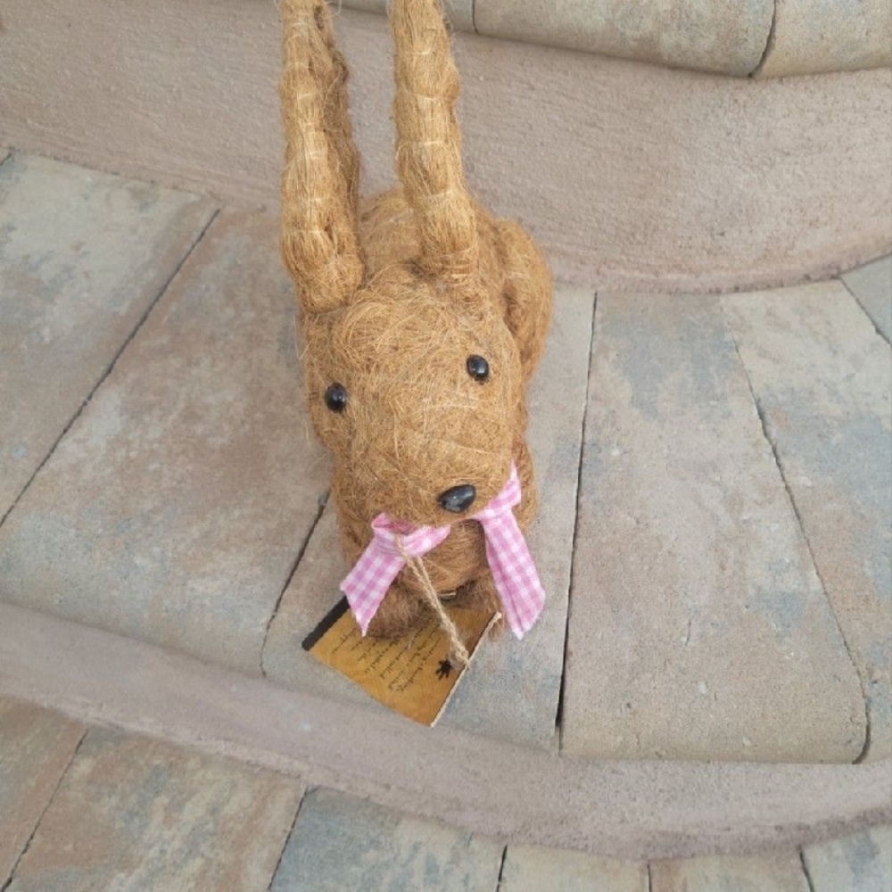 Adorable Tan Bunny Decor with Pink Bow